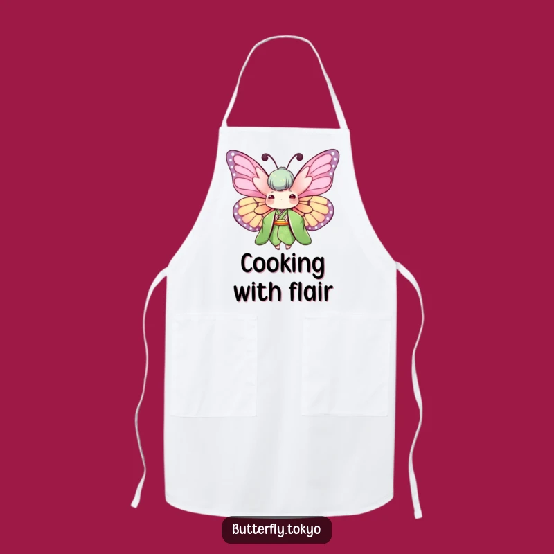 Funny Butterfly Green Kimono Apron: Cook with Nature's Grace