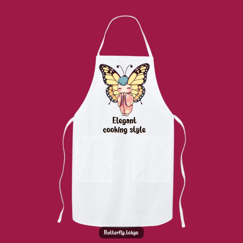 Funny Butterfly Kimono Chef Apron - Elegant Cooking, Humorous Style