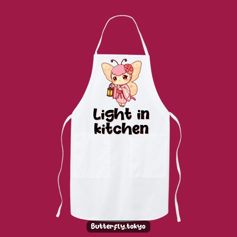 Funny Butterfly Lantern Apron - Striped Kimono Cooking & Humorous Glow