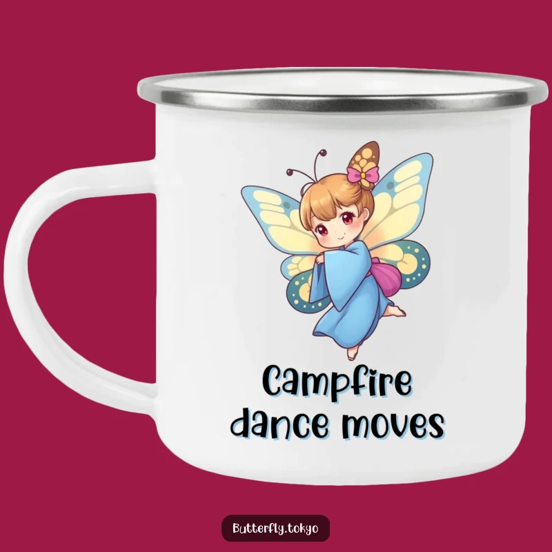 Funny Butterfly Blue Kimono Camping Mug: Adventure with Artistic Motion
