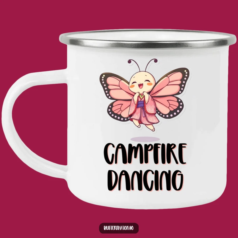 Funny Butterfly Dancer Enamel Mug - Outdoor Joy & Humorous Sips