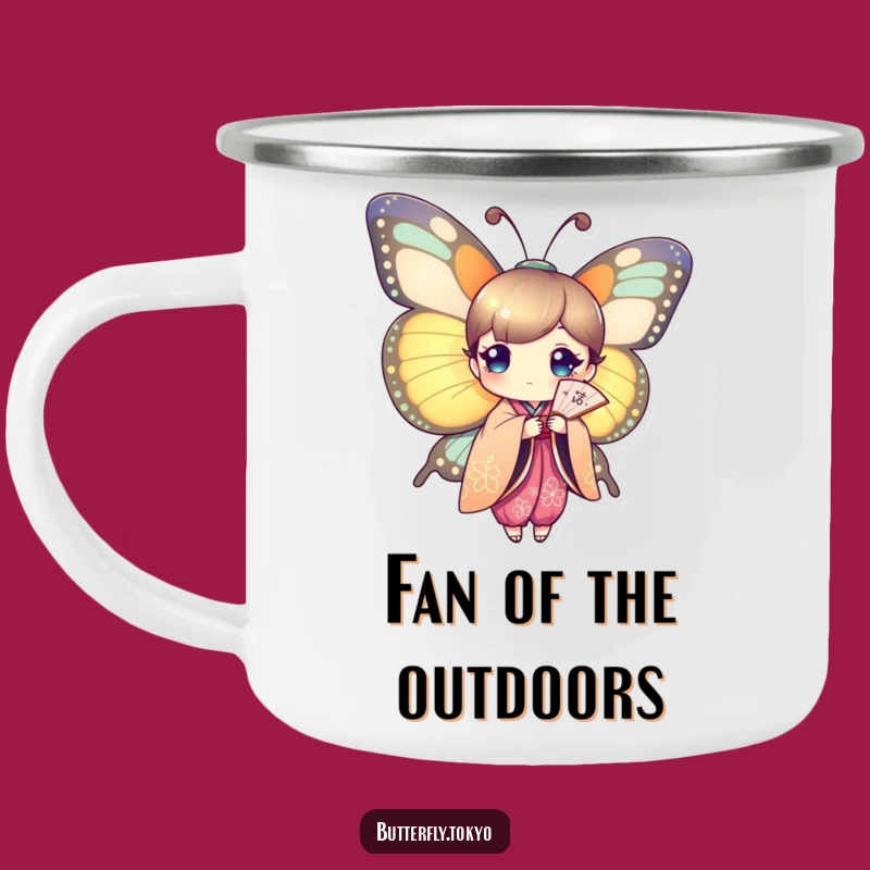 Funny Butterfly Fan Dancer Enamel Mug - Outdoor Color & Humorous Sips
