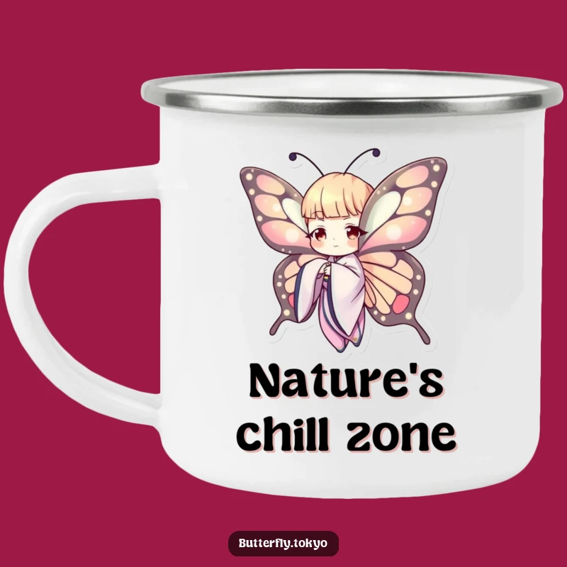 Funny Butterfly Kimono Camping Mug: Outdoor Humor, Graceful Butterfly Gift