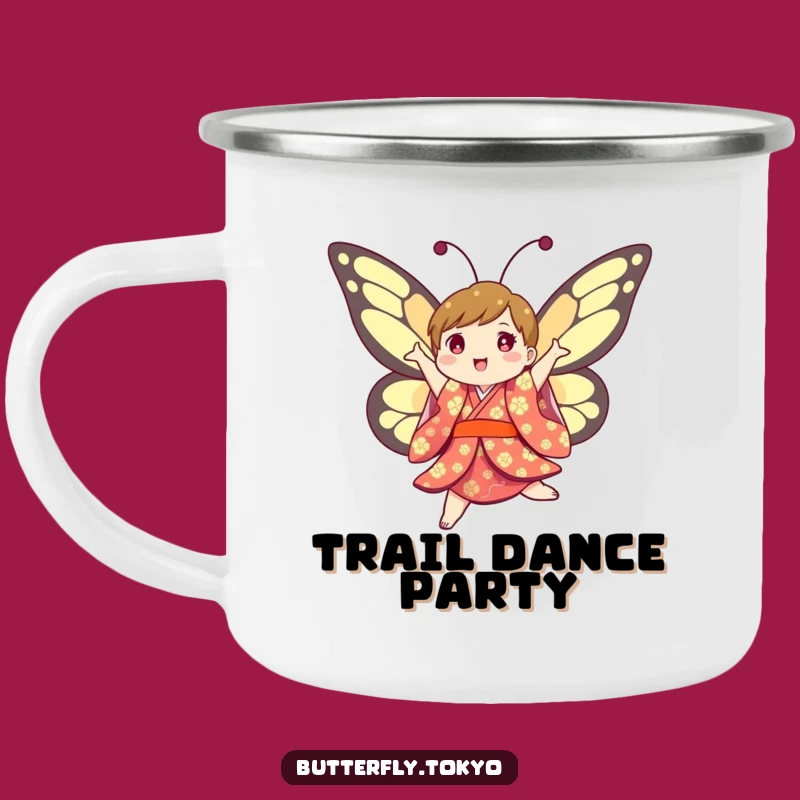 Funny Butterfly Kimono Camping Mug: Outdoor Joy, Humorous Gift