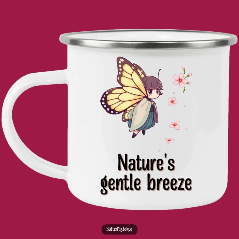 Funny Butterfly Kimono Camping Mug: Outdoor Whimsy, Humorous Gift