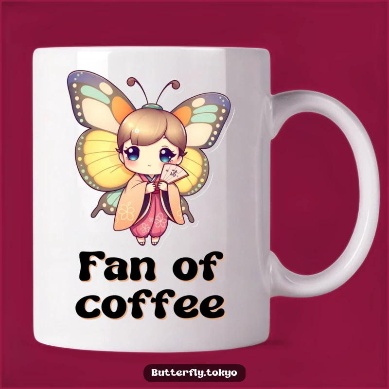 Funny Butterfly Fan Dancer Mug - Colorful Kimono & Humorous Art