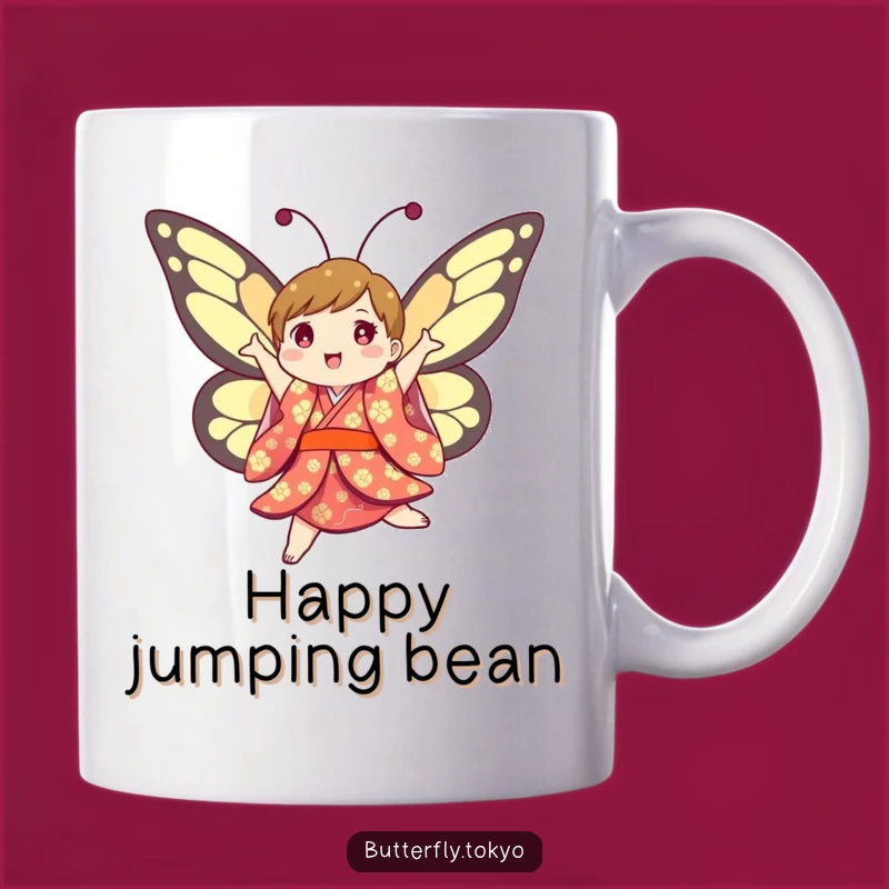 Funny Butterfly Kimono Mug: Joyful Jumping Butterfly, Perfect Humorous Gift