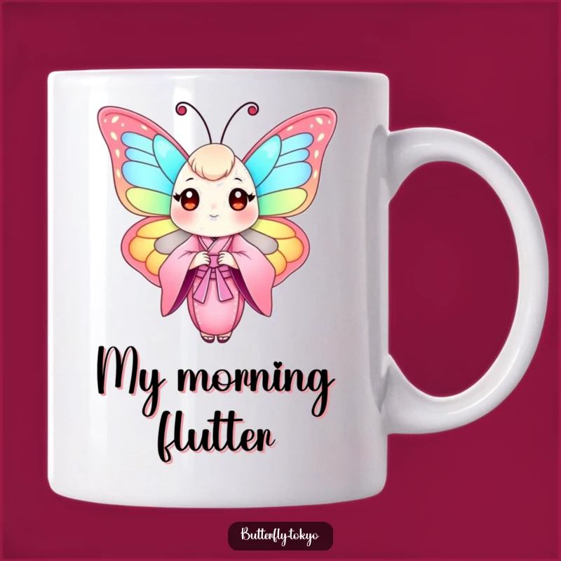 Funny Butterfly Pink Kimono Mug: A Graceful Flutterer's Perfect Gift