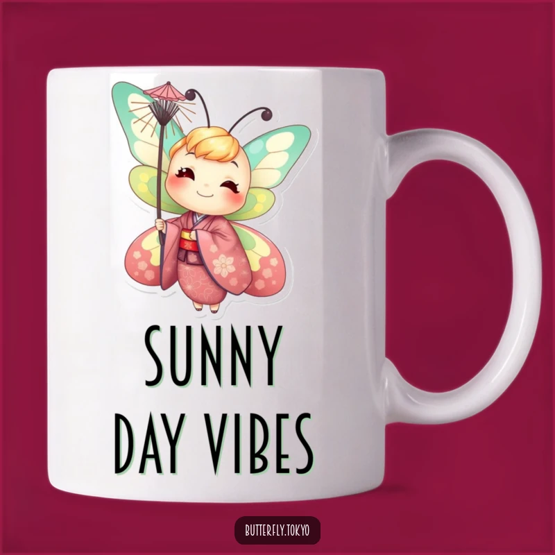Funny Butterfly Parasol Mug: Joyful Kimono Butterfly, Perfect Humorous Gift