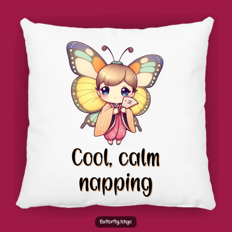 Funny Butterfly Kimono Fan Pillow - Cozy Art & Humorous Accent