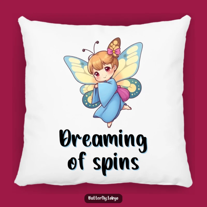 Funny Butterfly Blue Kimono Pillow: Soft Comfort with Artistic Motion