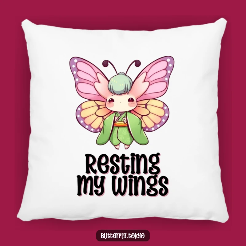 Funny Butterfly Green Kimono Pillow: Cozy Comfort with Natural Art