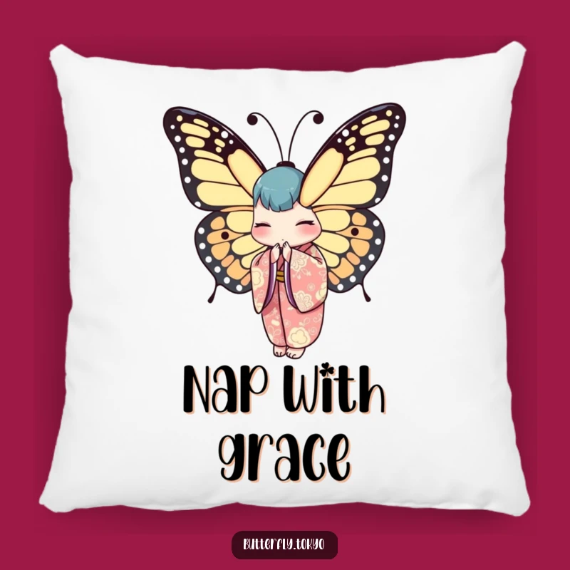 Funny Butterfly Kimono Accent Pillow - Cozy Elegance & Humorous Decor