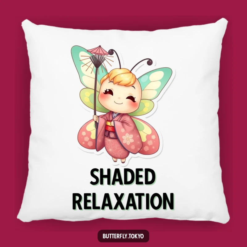 Funny Butterfly Parasol Pillow: Soft & Cheerful Decor, Humorous Gift