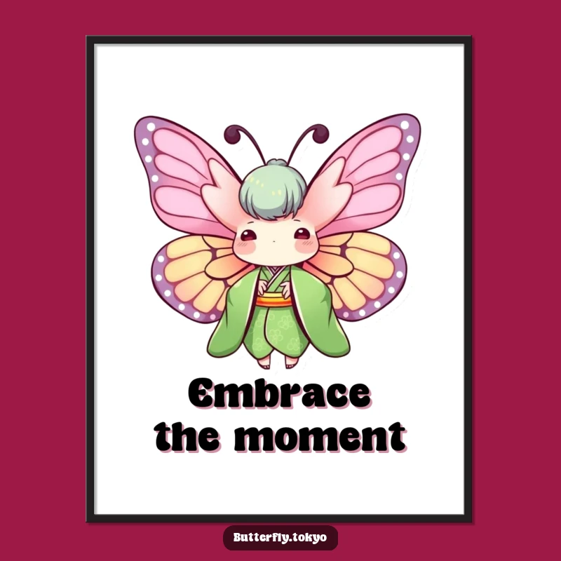 Funny Butterfly Green Kimono Digital Art: Instant Nature's Beauty