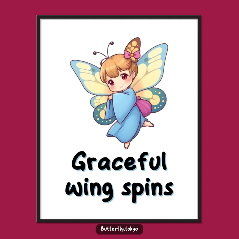 Funny Butterfly Blue Kimono Digital Art: Instant Motion and Beauty