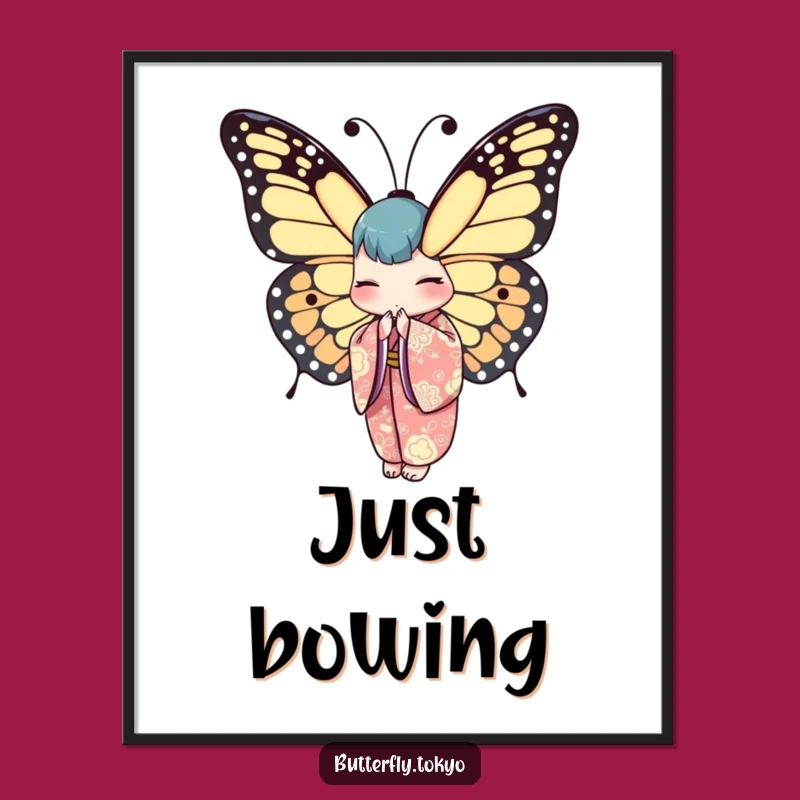 Funny Butterfly Kimono Art Print - Elegant Digital Download for Laughs