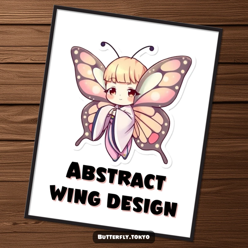 Funny Butterfly Kimono Digital Art: Humorous and elegant illustration of a butterfly in a kimono, ready to be printed and enjoyed.