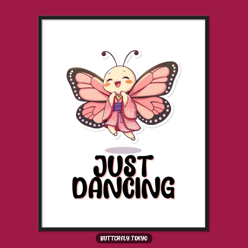 Funny Butterfly Dancer Art Print - Joyful Kimono Download for Laughs