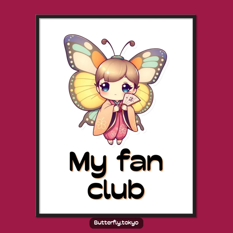 Funny Butterfly Fan Dancer Art Print - Colorful Kimono Download for Laughs