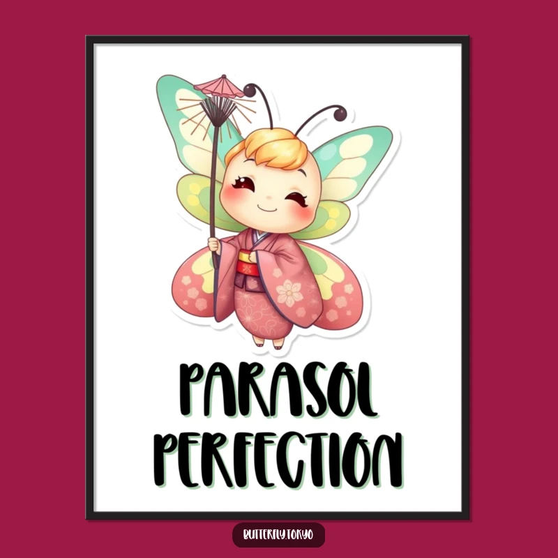 Funny Butterfly Parasol Digital Art: Instant Cheerful Humorous Download