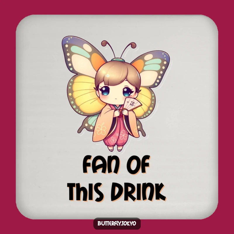 Funny Butterfly Kimono Fan Coasters - Colorful Art & Humorous Protection
