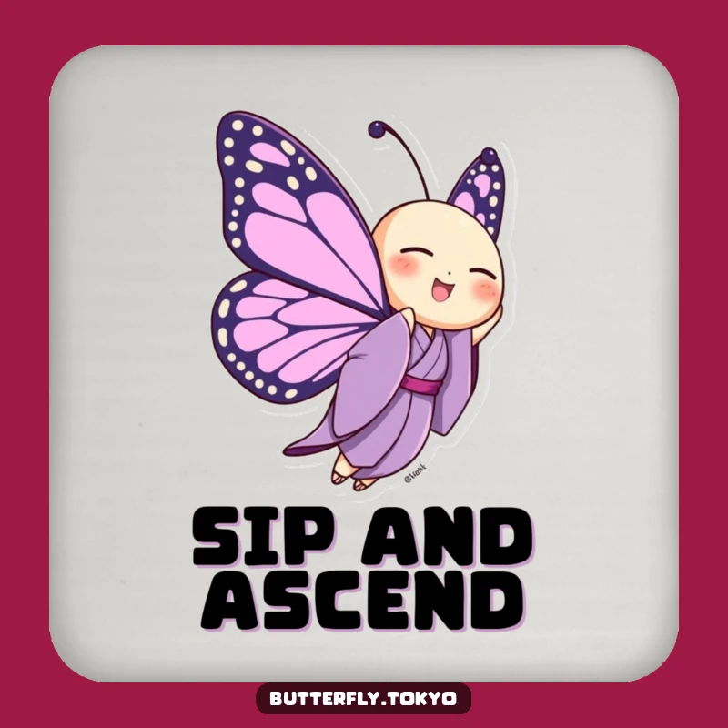 Funny Butterfly Purple Kimono Coaster: Protect Surfaces with Joyful Art