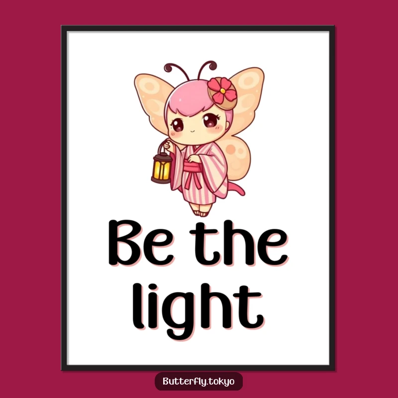 Funny Butterfly Lantern Poster - Striped Kimono Art & Gentle Humor