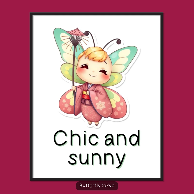Funny Butterfly Parasol Poster: Vibrant Art, Humorous Decor Gift