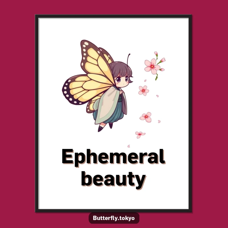 Funny Butterfly Kimono Poster: Whimsical Art, Humorous Decor Gift