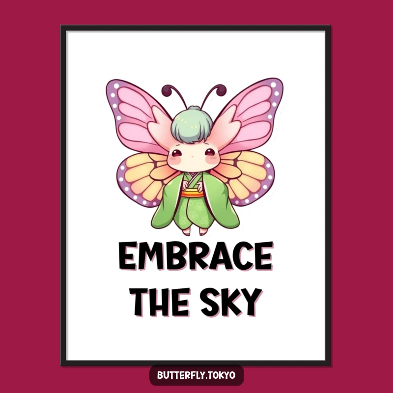 Funny Butterfly Green Kimono Poster: Bring Nature Indoors