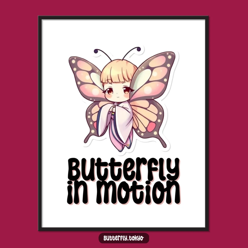 Funny Butterfly Kimono Poster: Elegant Art Print, Humorous Decor Gift Idea