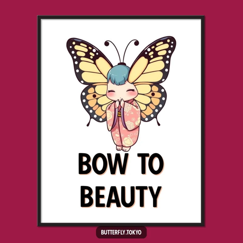 Funny Butterfly Kimono Poster Print - Elegant Art for Walls & Giggles