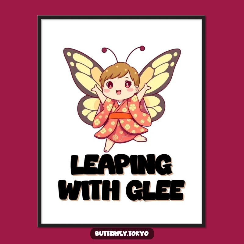 Funny Butterfly Kimono Poster: Energetic Art, Capturing Humorous Joy