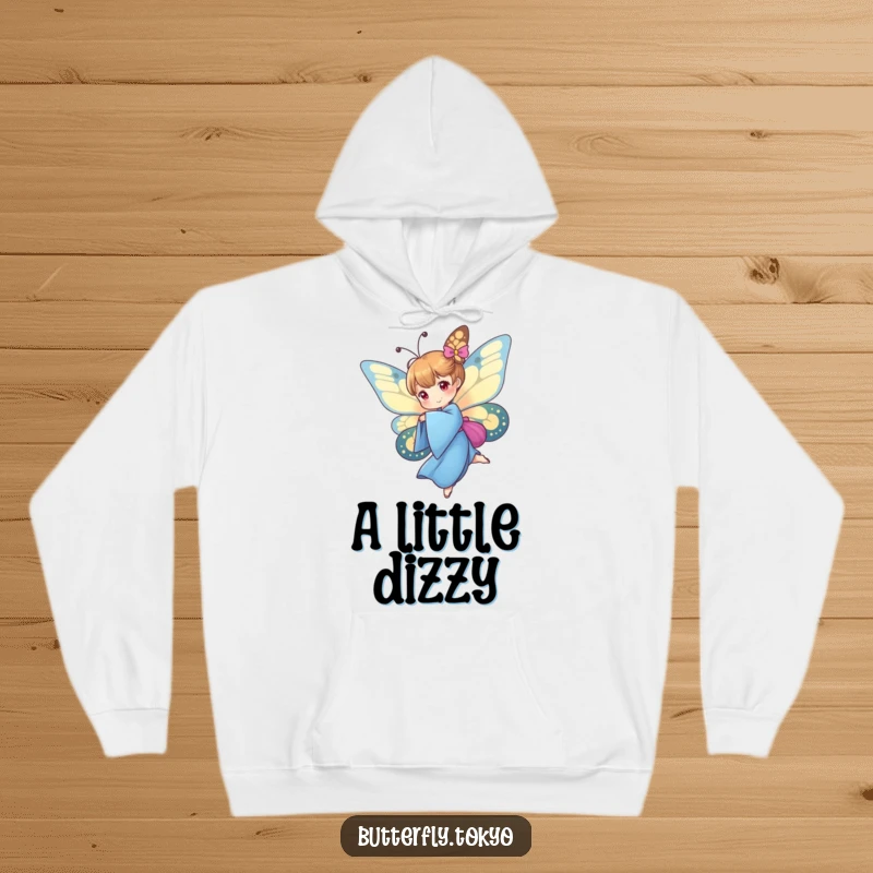 Funny Butterfly Blue Kimono Hoodie depicting a butterfly mid-spin in a detailed blue kimono, offering warmth and artistic inspiration.