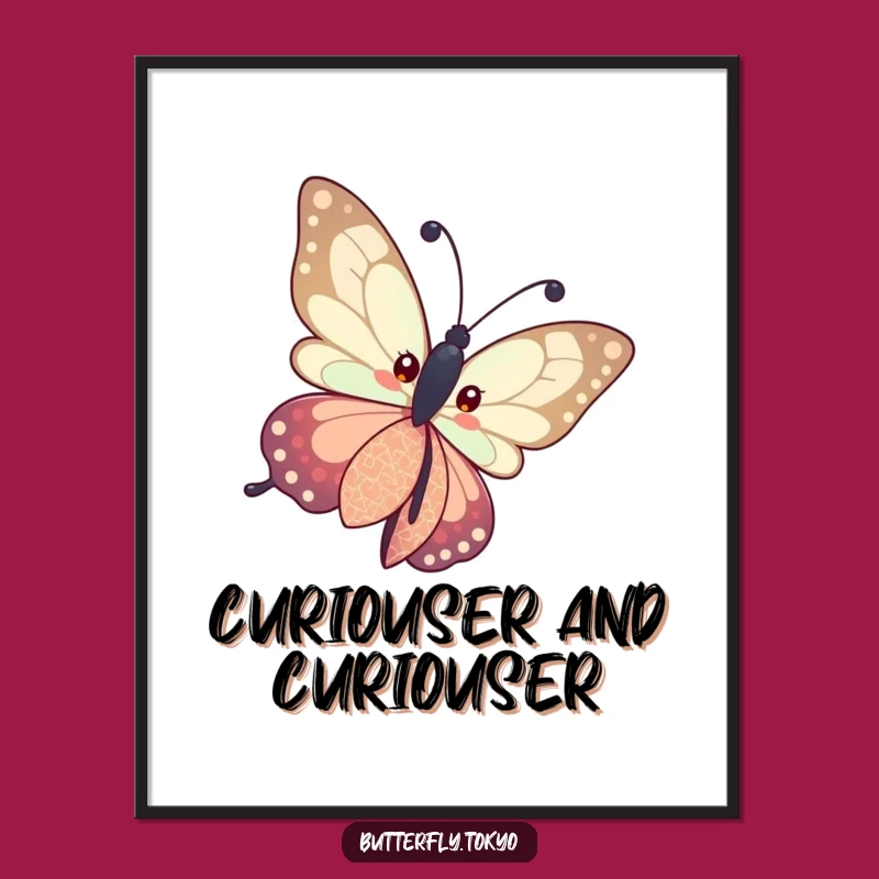 Funny Free Printable Wall Art: Quirky Butterfly in Patterned Kimono, Curious Decor