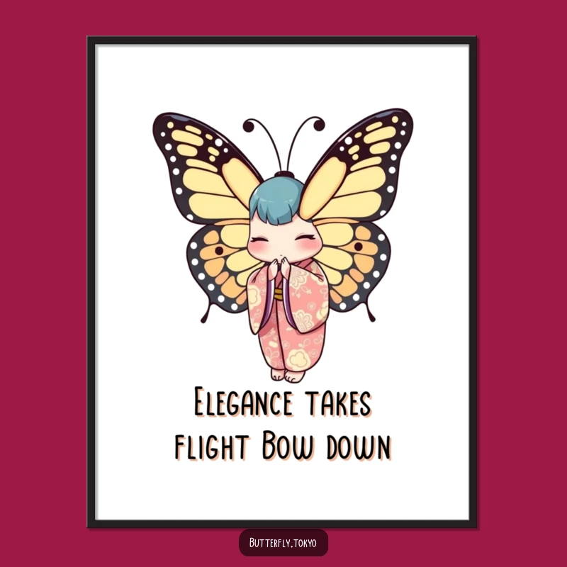 Free Printable Wall Art: Elegant Butterfly Kimono Bow - Funny Downloadable Art