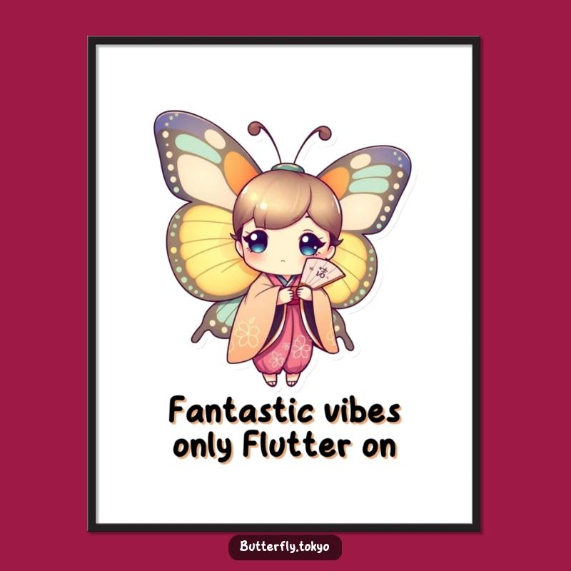 Free Printable Wall Art: Fan Butterfly Kimono Decor - Funny Downloadable Art