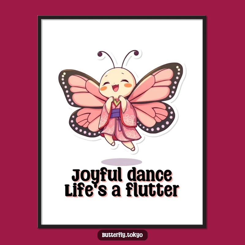 Free Printable Wall Art: Dancing Butterfly Kimono Decor - Funny Downloadable Art