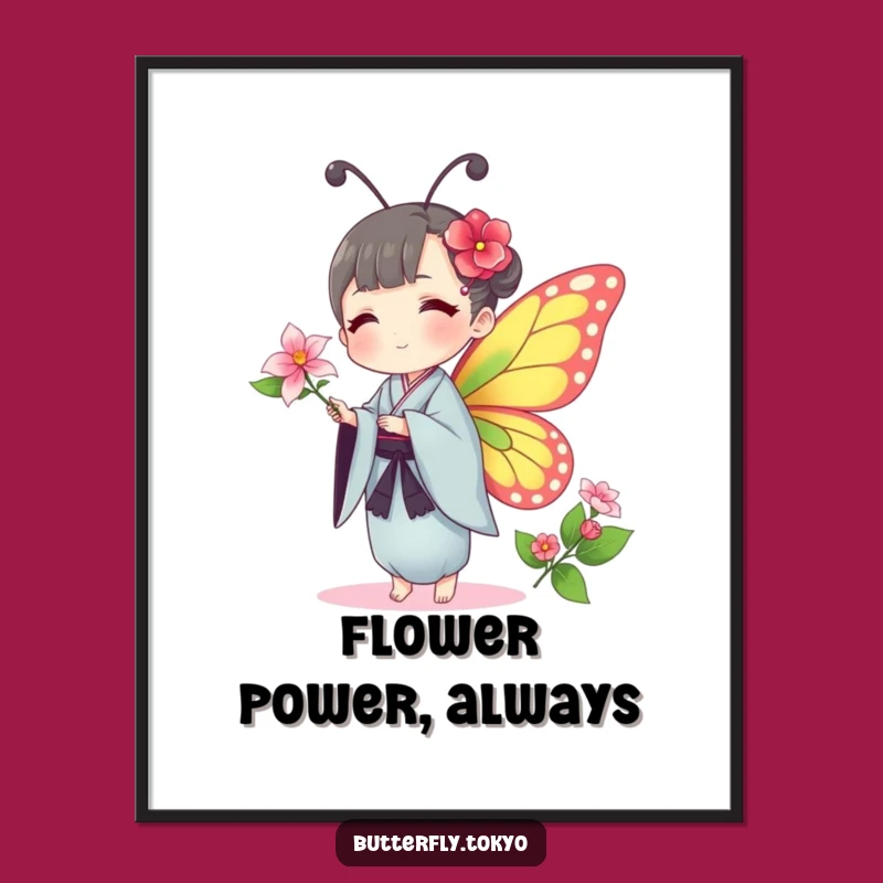 Funny Free Printable Wall Art: Peaceful Butterfly Kimono Bloom - Elegant Downloadable Art!