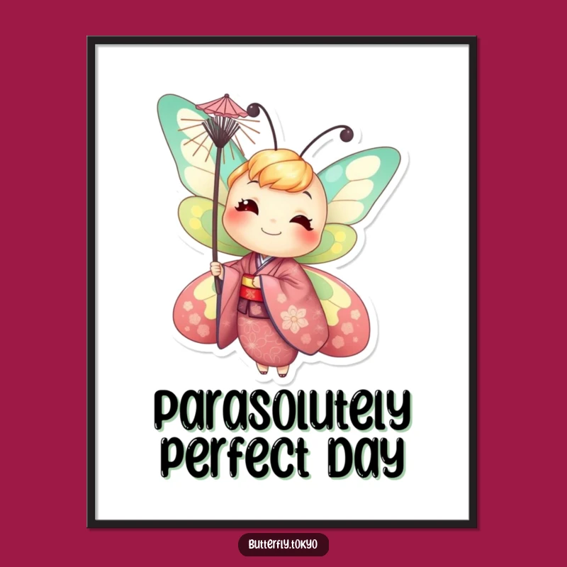 Funny Free Printable Wall Art: Smiling Butterfly Kimono Balance - Whimsical Downloadable Art!