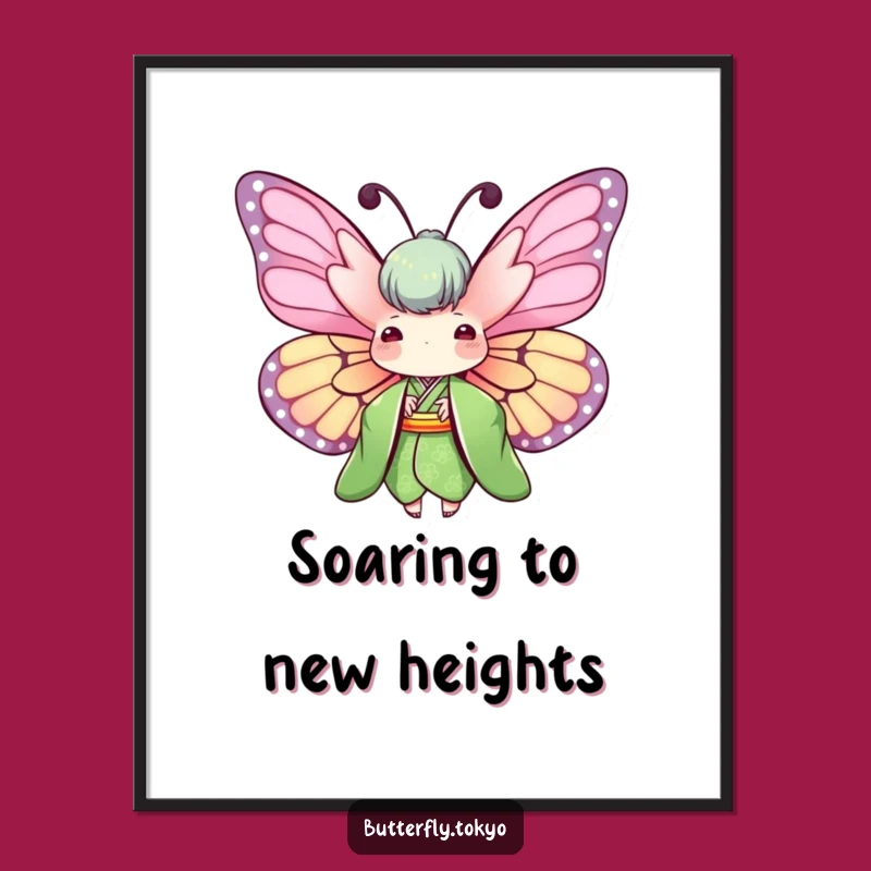 Funny Free Printable Wall Art: Vibrant Butterfly in Green Kimono, Spread Wings Decor