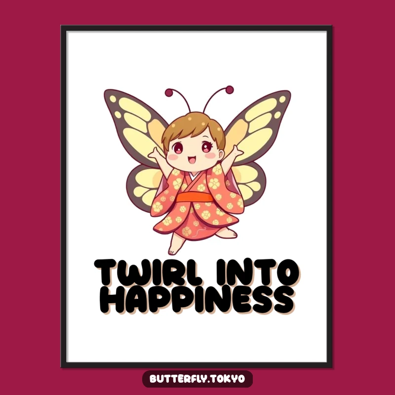 Funny Free Printable Wall Art: Joyful Butterfly Kimono Twirl - Energetic Downloadable Art!