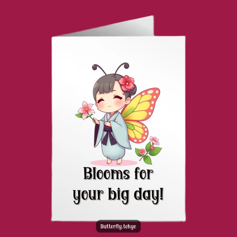 Free Printable Birthday Card: Serene Butterfly Kimono Flower - Thoughtful Downloadable Gift!