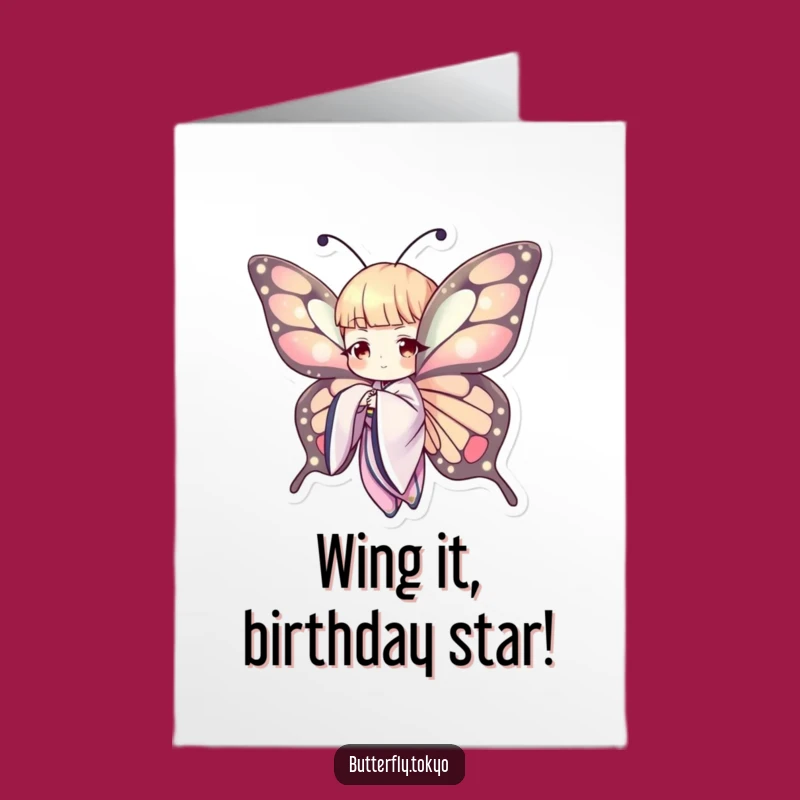 Free Printable Birthday Card: Funny Butterfly Kimono Graceful Wing - Download Now!
