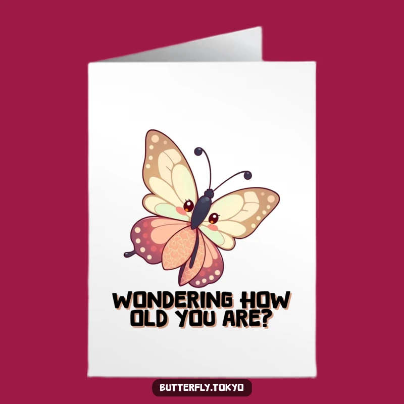 Free Printable Birthday Card: Curious Butterfly in Patterned Kimono, Funny Gift