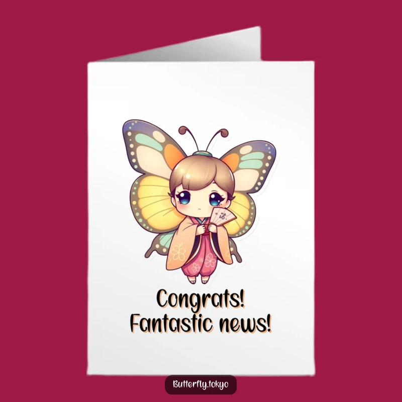 Free Printable Congrats Card: Fan Butterfly Kimono - Funny Downloadable Celebration