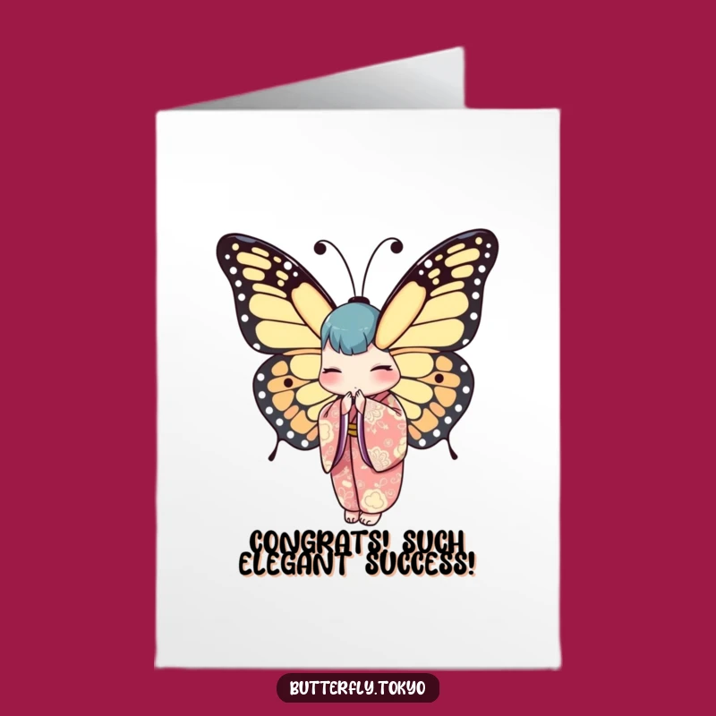 Free Printable Congrats Card: Elegant Butterfly Kimono Bow - Funny Downloadable Gift