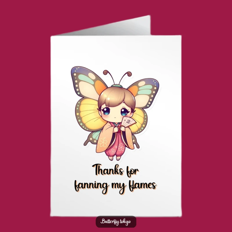 Free Printable Thank You Card: Fan Butterfly Kimono - Funny Downloadable Gratitude