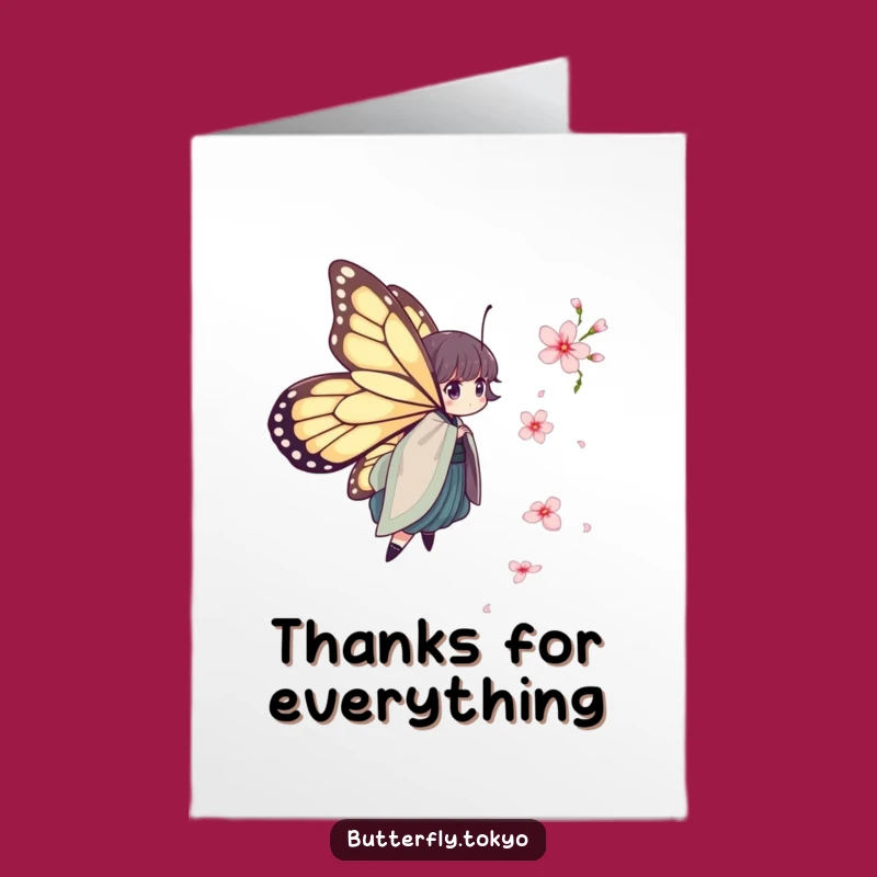 Free Printable Thank You Card: Delicate Butterfly Kimono Chase - Artistic Downloadable Gift!